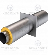 Неподвижная опора в ППУ с оцинкованной (ОЦ) оболочкой с  металлической заглушкой изоляции и выводом кабеля